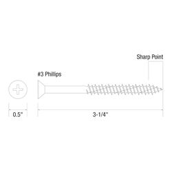 Grip-Rite 1/4 in. wire X 3-1/4 in. L Phillips Flat Head Coarse Concrete Screws