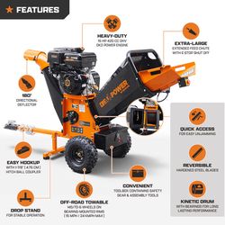 DK2 By Marlon 5 in. D 420 cc Gas 4-Cycle Wood Chipper Shredder 15 HP