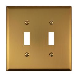 Amerelle Oxford Brushed Gold 2 gang Steel Toggle Wall Plate 1 pk