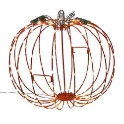 Celebrations White 216 ct 14 in. LED Prelit Foldable Pumpkin Halloween Decor