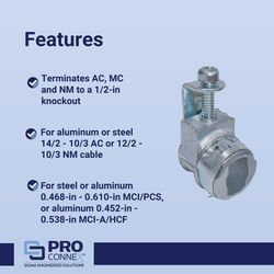 Sigma Engineered Solutions Snap Lock 3/8 in. D Die-Cast Zinc Saddle Connector For AC, MC and NM 1 pk