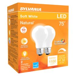 Sylvania Natural A19 E26 (Medium) LED Bulb Soft White 75 W 2 pk