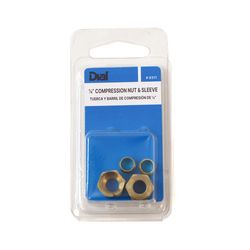 Dial 1/4 in. H X 1/4 in. W Yellow Brass Compression Sleeve and Nut