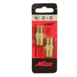 Milton Brass Hex Nipple 3/8 in. MPT X 3/8 in. MPT 2 pc