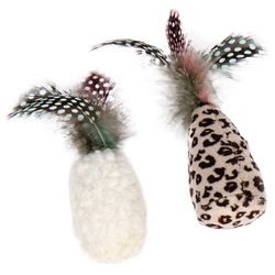 Boss Pet Pet Park Blvd For Cat Multicolored Plush Feather Tail Cat Toy 2 pk