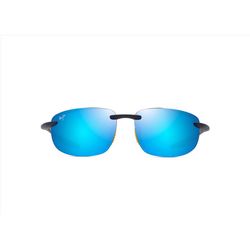 Maui Jim Hookipa Ultra Sunglasses Unisex Matte Solid Dark Blue w/Yellow Frame Blue Hawaii Lens Polar
