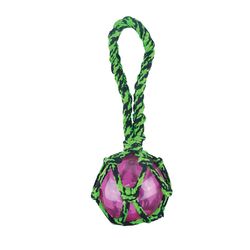 Boss Pet Pet Park Blvd For Dog Green Woven Paracord Rope with Squeaky Ball 1 pk