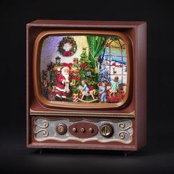 Roman Confetti Lite LED Multicolored Musical Swirl TV Santa and Kids Scene Indoor Christmas Decor 9.