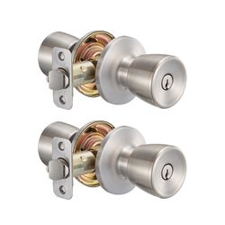 Ace Tulip Knob Satin Stainless Steel Entry Door Kit KW1 1-3/4 in.