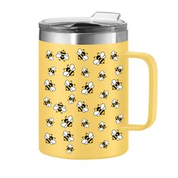 OGGI 14 fl. oz. Yellow BPA Free Worker Bees Thermal Travel Mug