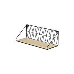 Dolle Diamond 5.1 in. H X 16.5 in. W X 4.7 in. D Black/Natural Metal/Wood Decorative Wall Shelf