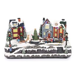 Alpine Animated Children Playing in Christmas Village Table Decor 10.23 in.