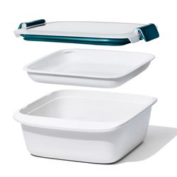 OXO Good Grips 6.3 cups White and Blue Split Food Container w/Lid 1 pk