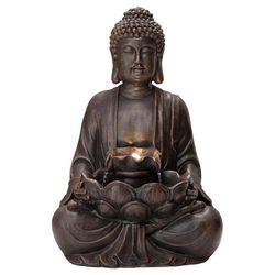 Glitzhome Polyresin Brown 28.25 in. H Fountain with LED Light
