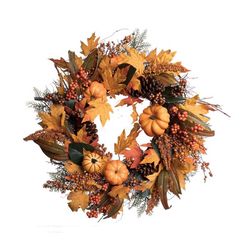 Celebrations 35 ct 24 in. LED Orang/Yellow Fall Wreath