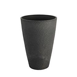 Algreen 19.5 in. H X 13.5 in. W X 8 in. D Plastic Hammered Texture Planter Charcoal