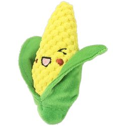 Petsport Tiny Tots For Dog Green/Yellow Plush Foodies Corn Dog Toy Small 1 pk