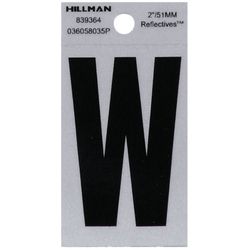 HILLMAN 2 in. Reflective Black Vinyl  Self-Adhesive Letter W 1 pc