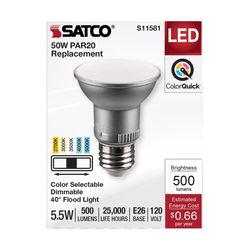 Satco PAR20 E26 (Medium) LED Bulb Tunable White/Color Changing 50 Watt Equivalence 1 pk