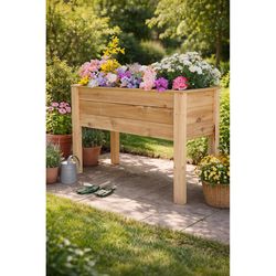 Real Wood Products 22 in. H X 38 in. W X 12 in. D Cedar Elevated Garden Box Natural