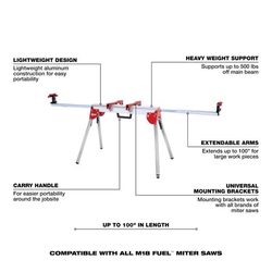 Milwaukee Aluminum 100 in. L X 32 in. H X 27 in. W Stand Miter Saw Stand 500 lb Red 1 pc
