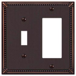 Amerelle Imperial Bead Aged Bronze 2 gang Die-Cast Metal Toggle Wall Plate 1 pk