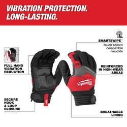Milwaukee Smartswipe Men's Anti-Vibration Gloves Black/Red XL 1 pk