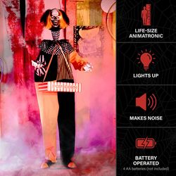 Haunted Hill Farm 5.6 ft. Standing Suddenly Surprise Clown Animatronic