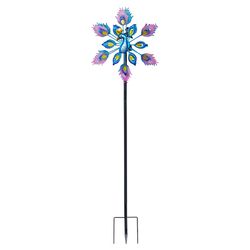 Alpine Multicolored Iron 17 in. H Peacock Kinetic Garden Stake Spinner