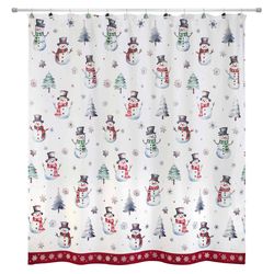 Avanti Linens 72 in. H X 72 in. W White Winter Snowman Shower Curtain Polyester