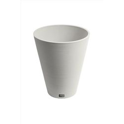 Algreen 18.5 in. H X 15 in. W X 9.5 in. D Plastic Round Ribbed Taper Planter White