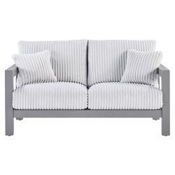 Signature Design by Ashley Moonlight View Gray Aluminum Frame Loveseat White