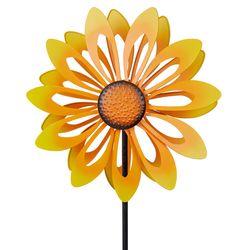 Alpine Yellow Iron 26 in. H Sunflower Garden Stake Spinner