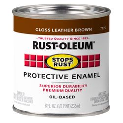 Rust-Oleum Stops Rust Indoor and Outdoor Gloss Leather Brown Oil-Based Protective Paint 0.5 pt