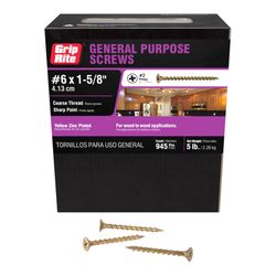 Grip-Rite No. 6 X 1-5/8 in. L Phillips Yellow Zinc Coarse Wood Screws 945 pk