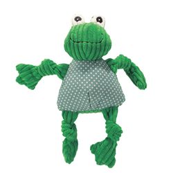 HuggleHounds For Dog Multicolored Plush Fergie Frog Squeaky Dog Toy Large 1 pk