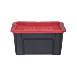 Craftsman 30 gal Black/Red Storage Tote w/Latching Lid 16.09 in. H X 21.92 in. W X 32.42 in. D Stack