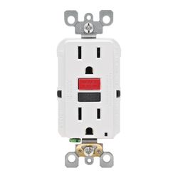 Leviton SmartlockPro 15 amps 125 V Duplex White GFCI Outlet 5-15R 1 pk