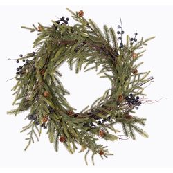 Celebrations 26 in. D LED Warm White Rustic Norfolk with Berries and Pinecones Wreath