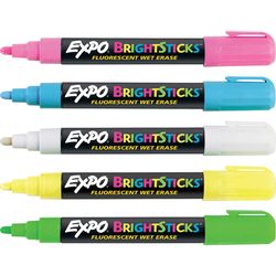 EXPO Bright Sticks Neon Color Assorted Round Tip Markers 5 pk