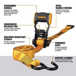 DeWalt 1.25 in. W X 12 ft. L Ratchet Strap 600 lb 1 pk