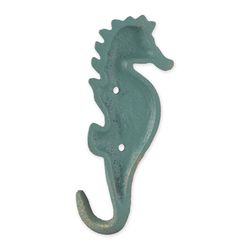 Zingz & Thingz 2.5 in. H X 6.5 in. L Green Cast Iron Wall Hook