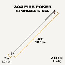 Breeo 304 Fire Poker Stainless Steel Log Grabber and Poker 40 in. H X 2 in. W X 40 in. D