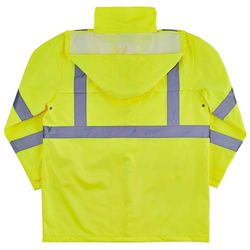 Ergodyne GloWear XXL Long Sleeve Unisex Hooded Rain Jacket Lime