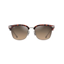 Maui Jim Kalaunu Asian Fit Sunglasses Unisex Shiny Reddish Havana w/Silver Frame HCL Bronze Lens Pol