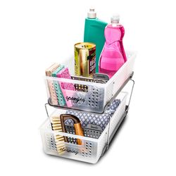 Madesmart 14.38 in. L X 9 in. W X 6.25 in. H Gray/White Tiered Shelf Organizer