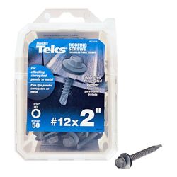 Teks No. 12 X 2 in. L Hex Drive Hex Washer Head Self Tapping Roofing Screws