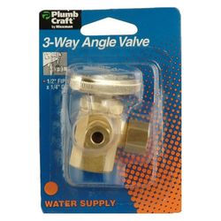PlumbCraft 1/4 in. Compression in. X 3/8 in. Compression Brass 3-Way Valve