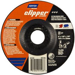 Norton Clipper 5 in. D X 7/8 in. X 1/8 in. thick Classic Grinding Wheel 1 pk