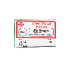 HILLMAN No. 7 Ga. X 1/2 in. L Slotted Hex Washer Head Sheet Metal Screws 100 pk